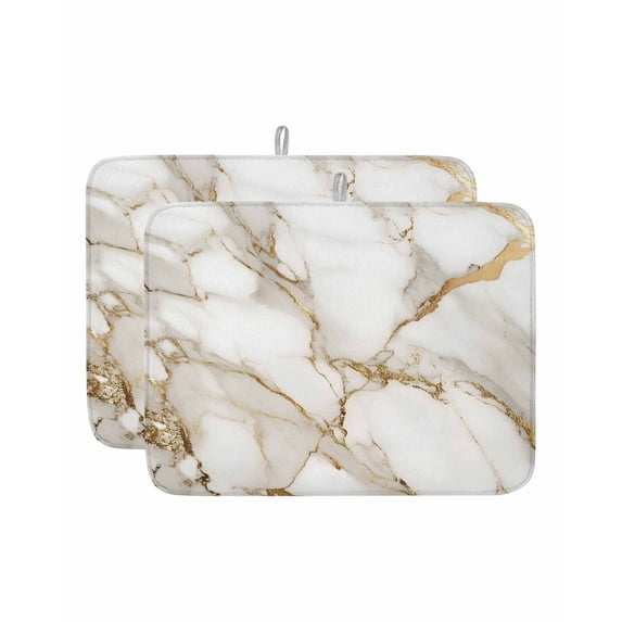 Abstract Dish Drying Mat 18x24 inch White Marble Pattern Gold Crack ...