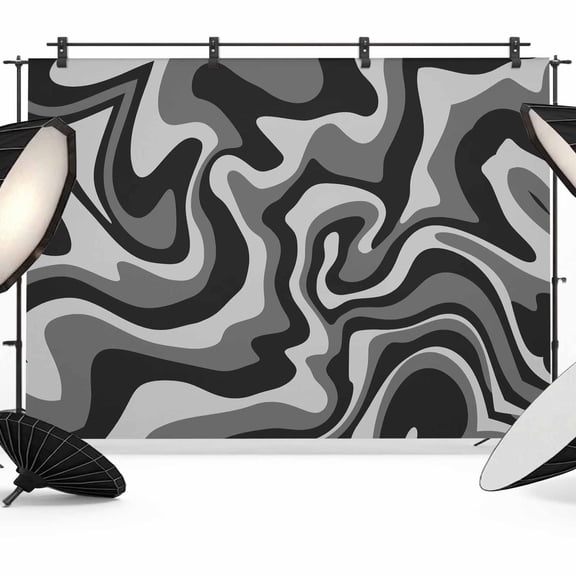 Abstract Distortion Texture Photography Backdrop 7x5FT, Grey Black Line Fluid Art Photo Backdrops, Background for Photography Studio Photo Studio Background, Back Drop for Photoshoot