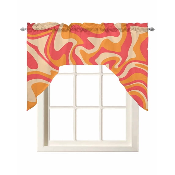 Abstract Distortion Texture Swag Valance for Window, Red Yellow Line ...