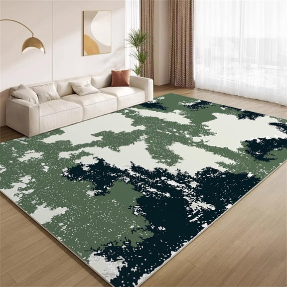 Abstract Distressed Area Rugs, Black Green Texture Carpet, Washable Non Slip Low Pile Soft Rug for Living Room Bedroom Gameroom Decor Mat 3ftx4ft