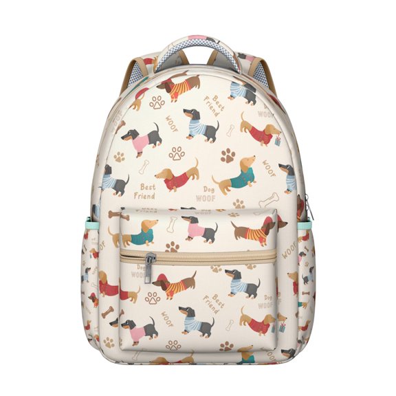 Abstract Dog Art Backpack with Geometric Patterns, Suitable for Students and Pet Lovers, Lightweight and Durable