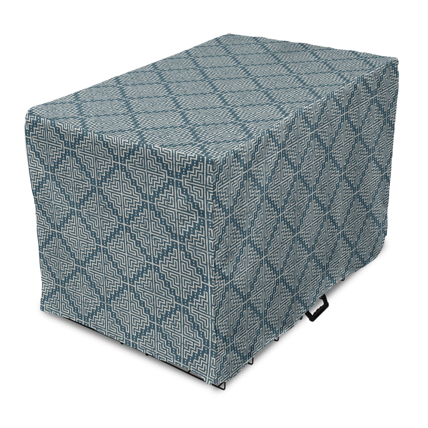View of Abstract Dog Crate Cover, Continuous Antique Vintage Labyrinth Style ...