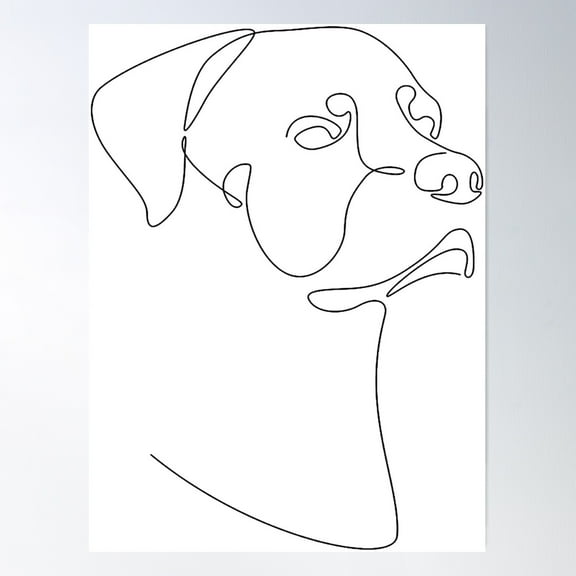 Abstract Dog Portrait Line Poster Wall Art, Modern Wall Decor For Living Room Bedroom, 8x12 UNFRAMED