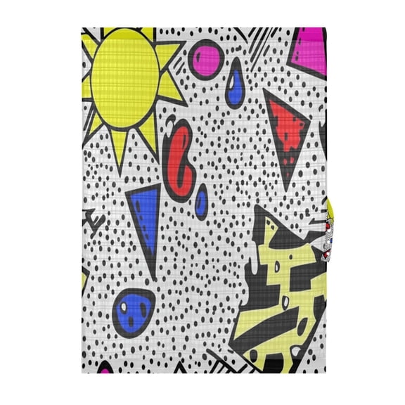 Abstract Doodle Art Door Curtain 25x40in Privacy Mesh with UV Protection Tie Back Rod Pockets