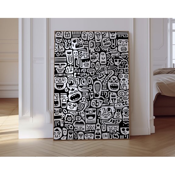 Abstract Doodle Print - Doodle Artwork - Retro Groovy Print - Wall Art, Modern Wall Decor, 16x24 UNFRAMED