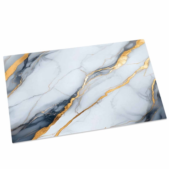 Abstract Door Mat 18x30 Inch Grey White Marble Texture Golden Lines Entryway Rug with Non-Slip Rubber, Front Door Rug Indoor Floor Mats for Living Room Bathroom Bedroom Home Office