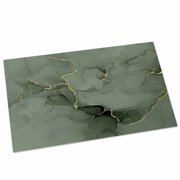 Abstract Door Mat 20x31.5 Inch Sage Green Golden Marble Fluid Lines Entryway Rug with Non-Slip Rubber, Front Door Rug Indoor Floor Mats for Living Room Bathroom Bedroom Home Office