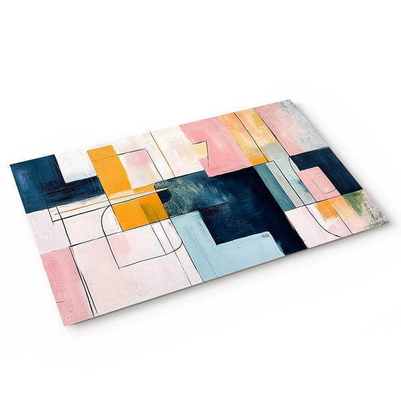Abstract Door Mat Geometric Color Block Lines Oil Painting Style Non ...