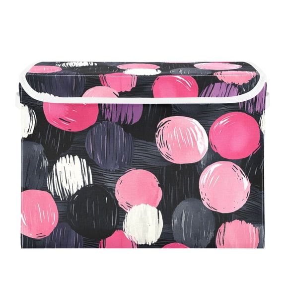 Abstract Dot Art Large Storage Bins with Linen Collapsible Lid Storage Box 16.7 x 12.6 x 11.8in