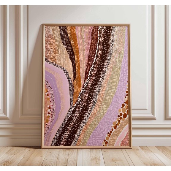 Abstract Dot Painting Earth Tone Boho Geometric Print