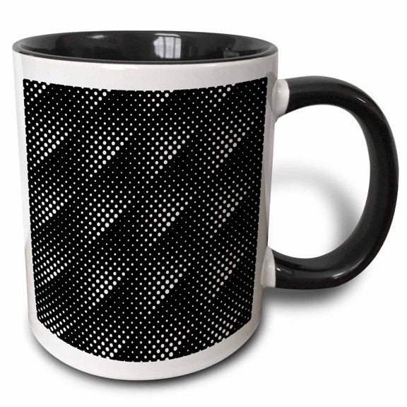3drose, Abstract Dot Pattern Background - Monochrome Vector Design, 11oz Two-tone Black Mug