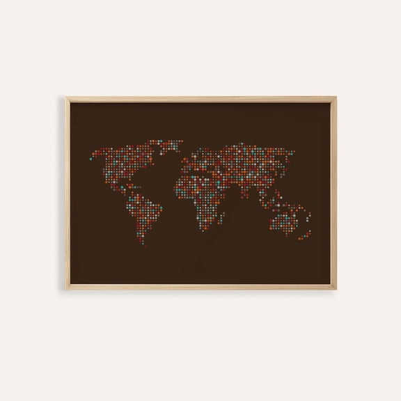 Abstract Dot World Map Poster, Colorful Global Wall Art