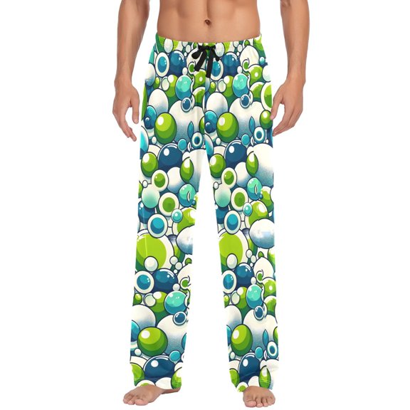 Abstract Dots Print Men's Pajama Pants Cotton Long Sleepwear Lounge Pants S