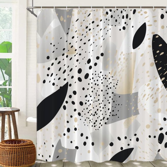 Abstract Dots Shapes Shower Curtain, Artistic Expression Visual Texture Contemporary Style Bathroom Polyester Waterproof for Bathtubs Bathroom-72"W x 96"L (Pack of 1)