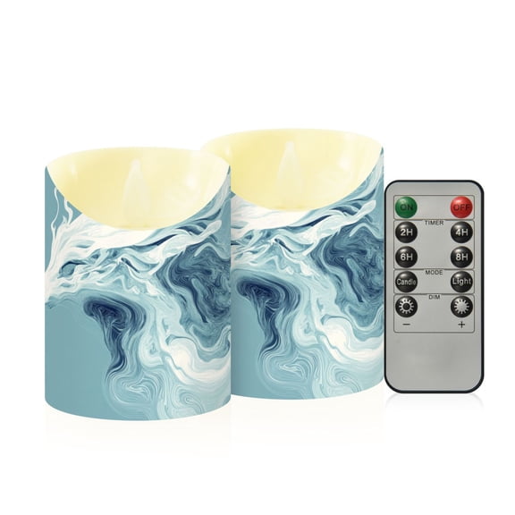 Abstract Dragon Flickering Flameless Candles with Remote Timer Battery Operated LED Tealight Set of 2 M