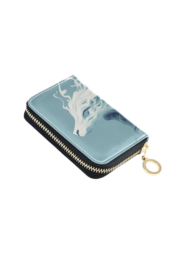 Abstract Dragon Women's Credit Card Holder PU Leather Zipper Wallet RFID Blocking