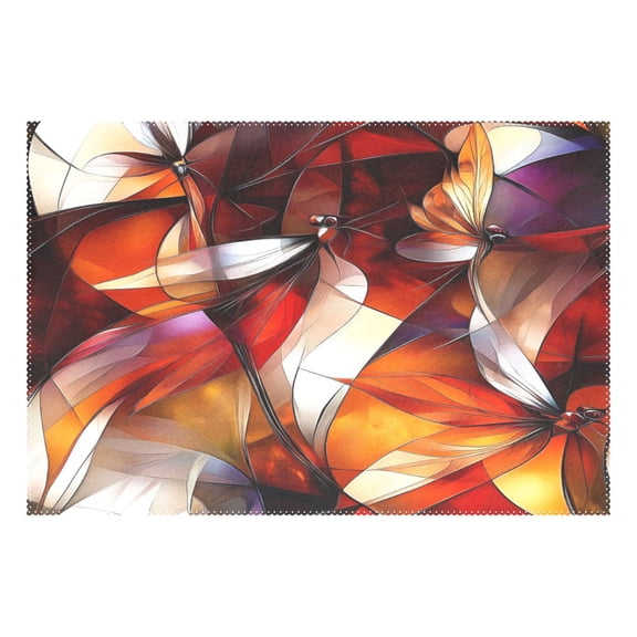 Abstract Dragonflies 12x18in Heat-Resistant Non-Slip Place Mat, Durable and Wrinkle-Resistant