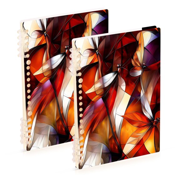Abstract Dragonflies 2-Piece A5 PP Notebooks, Adjustable Rings, 80g Paper, Diary Set