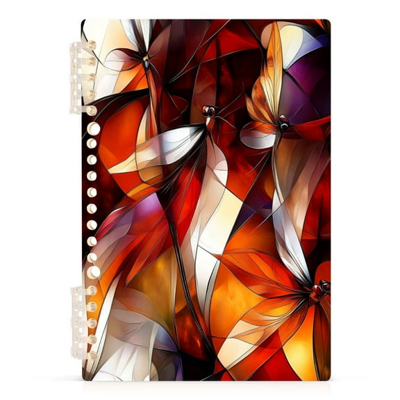 Abstract Dragonflies A5 8.3x5.7in PP Notebook, Adjustable Rings, 60 Sheets, Diary or Journey Note