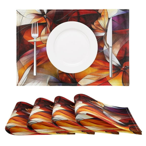 Abstract Dragonflies Reversible Placemat Non Slip Coffee Mat 18x12 Inch for Dining, Kitchen, Coffee