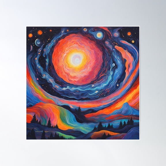Abstract Drawing Of The Night Sky Poster Wall Art, Modern Wall Decor, 30x30 UNFRAMED