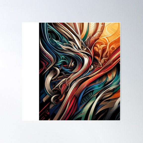 Abstract Drawing With Lines Of Waves Poster Wall Art, Modern Wall Decor For Living Room Bedroom, 30x30 UNFRAMED