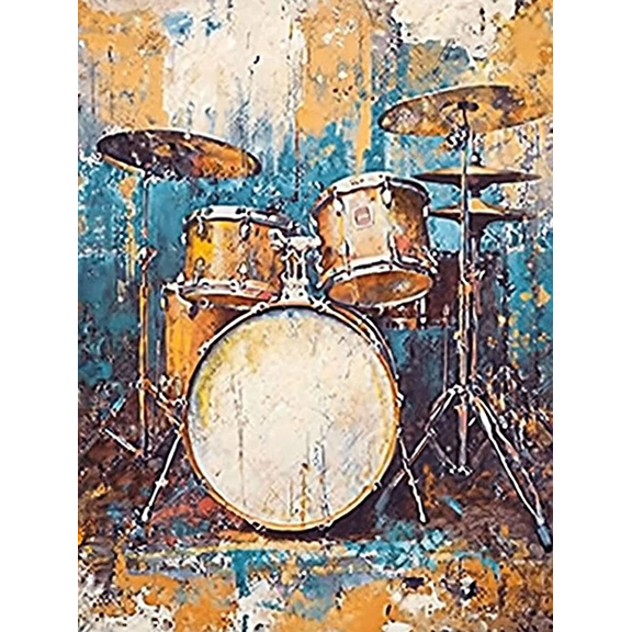 Abstract Drum Set Canvas Painting/Wall Art Suitable for Living Room Bedroom Studio Office and Music Room Decoration.