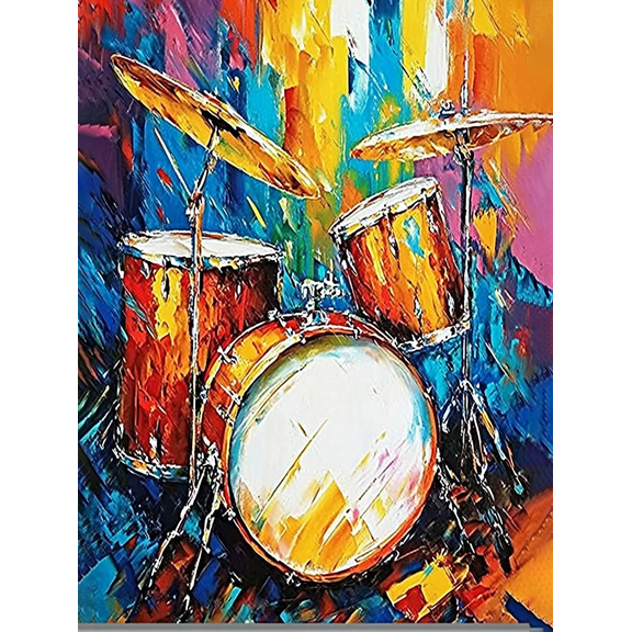 Abstract Drum Set Oil Painting Decoration/Canvas Art Suitable for Decorating Living Room Bedroom Music Studio Bar Restaurant Office Hotel Gallery Concert Hall and Clubhouse.