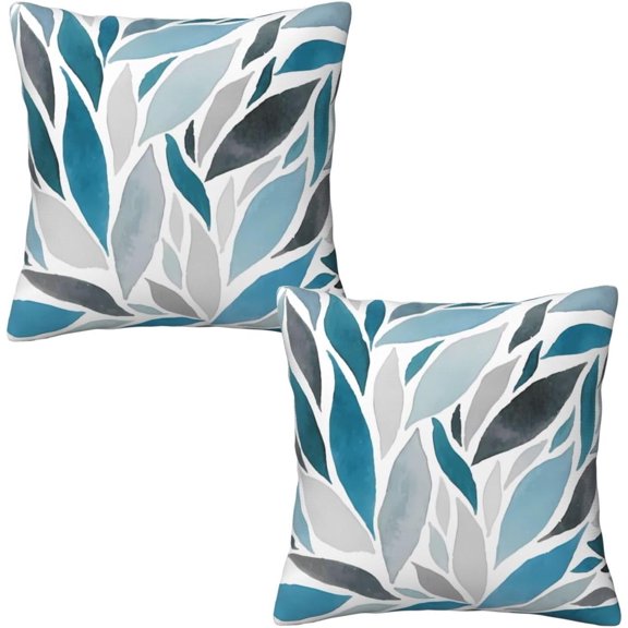 Abstract Dusty Blue Grey Throw Pillow Covers 18 X 18 in Pack of 2, Dahlia Floral Flowers Petals Pillow Case Decorative Cushion Covers for Couch Bed Sofa Farmhouse Decoration