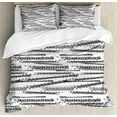 thumbnail image 1 of Abstract Duvet Cover Set, Art Illustration of Automobile Tire Tracks Depicted in Grunge Style, Decorative 3 Piece Bedding Set with 2 Pillow Shams, Queen Size, White and Charcoal Grey, by Ambesonne, 1 of 3