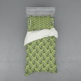 thumbnail image 1 of Abstract Duvet Cover Set, Botanical Inspired Leafy Motif with Curlicue Lines, Bedding Set with Shams and Fitted Sheet, 3 Sizes, by Ambesonne, 1 of 3