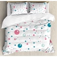 thumbnail image 1 of Abstract Duvet Cover Set, Bubble Like Big and Little Polka Dots in Pastel Colors Modern Rounded Design, Decorative 3 Piece Bedding Set with 2 Pillow Shams, Calking Size, Blue Pink Grey, by Ambesonne, 1 of 3