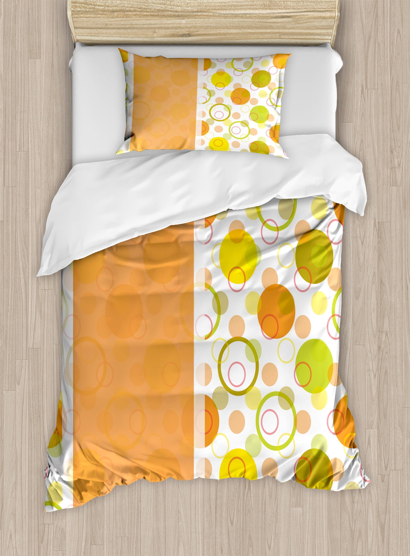 Twin Lime Green Orange Yellow Geometric Microfiber Duvet Cover Set