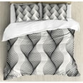 thumbnail image 1 of Abstract Duvet Cover Set, Contemporary Monochrome Vertical Waves Strips Lines Flowing Downwards, Decorative 3 Piece Bedding Set with 2 Pillow Shams, King Size, Dark Blue Grey Coconut, by Ambesonne, 1 of 3