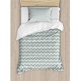 thumbnail image 1 of Abstract Duvet Cover Set, Curvy Different Sized Lines Bold Stripes Ocean Waves Inspired Pattern, Decorative 2 Piece Bedding Set with 1 Pillow Shams, Twin Size, Pale Sage Green White, by Ambesonne, 1 of 3