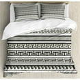 thumbnail image 1 of Abstract Duvet Cover Set, Design Chevron Stripes Native Linear Ornate Pattern, Decorative 3 Piece Bedding Set with 2 Pillow Shams, Queen Size, Army Green Cream White, by Ambesonne, 1 of 3