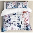 thumbnail image 1 of Abstract Duvet Cover Set, Digital Code Numbers Computer Database Science Information Technology Themed Art, Decorative 3 Piece Bedding Set with 2 Pillow Shams, King Size, Teal Black, by Ambesonne, 1 of 3