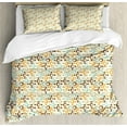 thumbnail image 1 of Abstract Duvet Cover Set, Funky Molecule Like with Circles and Dots Science Lab Theme, Decorative 3 Piece Bedding Set with 2 Pillow Shams, King Size, Orange Grey Pale Blue, by Ambesonne, 1 of 3