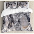 thumbnail image 1 of Abstract Duvet Cover Set, Geometric Diamond Shaped Grunge Granite Rock Facet Forms Ceramic Abstract Print, Decorative 3 Piece Bedding Set with 2 Pillow Shams, King Size, Pale Grey, by Ambesonne, 1 of 3