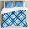 thumbnail image 1 of Abstract Duvet Cover Set, Geometric Diamond Shaped Internal Squares Minimalist Design, Decorative 3 Piece Bedding Set with 2 Pillow Shams, King Size, Navy Sky Blue White, by Ambesonne, 1 of 3