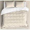 thumbnail image 1 of Abstract Duvet Cover Set, Geometric Eye Motifs or Circular Mini, Decorative 3 Piece Bedding Set with 2 Pillow Shams, Calking Size, Eggshell Maroon, by Ambesonne, 1 of 3