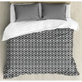 thumbnail image 1 of Abstract Duvet Cover Set, Geometric Textured Harlequin Pattern Along Diamond Rectangular Contemporary, Decorative 3 Piece Bedding Set with 2 Pillow Shams, King Size, Black and White, by Ambesonne, 1 of 3