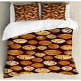 thumbnail image 1 of Abstract Duvet Cover Set, Geometrical Pattern with Orange Watercolor Shapes Spots Waves Hand Drawn Art, Decorative 3 Piece Bedding Set with 2 Pillow Shams, Calking Size, Orange Brown, by Ambesonne, 1 of 3