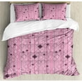 thumbnail image 1 of Abstract Duvet Cover Set, Geometry Themed Forms Squares and Lines Contemporary Stripes Illustration, Decorative 3 Piece Bedding Set with 2 Pillow Shams, Calking Size, Pink Charcoal Grey, by Ambesonne, 1 of 3