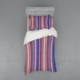 thumbnail image 1 of Abstract Duvet Cover Set, Gradient Color Vertical Stripes Lines Art Retro Graphic Display, Bedding Set with Shams and Fitted Sheet, 3 Sizes, by Ambesonne, 1 of 3