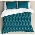 thumbnail image 1 of Abstract Duvet Cover Set, Illustration of Complex Geometric Patterns Successive Intertwined Squares, Decorative 3 Piece Bedding Set with 2 Pillow Shams, Queen Size, Dark Teal and Teal, by Ambesonne, 1 of 2