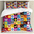 thumbnail image 1 of Abstract Duvet Cover Set King Size, Butterflies Beetles Flowers Bees Bugs Hearth Spring Lovely Hippie Season Image, Decorative 3 Piece Bedding Set with 2 Pillow Shams, Multicolor, by Ambesonne, 1 of 3
