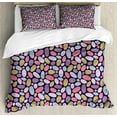 thumbnail image 1 of Abstract Duvet Cover Set King Size, Geometric Formless Circles Round Shapes with Inner Dots Childish Baby Graphic, Decorative 3 Piece Bedding Set with 2 Pillow Shams, Multicolor, by Ambesonne, 1 of 3