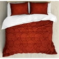 thumbnail image 1 of Abstract Duvet Cover Set King Size, Swirl Spirals Design with Chinese Culture Influences for New Year Celebration, Decorative 3 Piece Bedding Set with 2 Pillow Shams, Vermilion White, by Ambesonne, 1 of 3