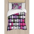 thumbnail image 1 of Abstract Duvet Cover Set, Knot Pattern with Large Fractal Yarns Geometric Linked Bands Graphic, Decorative 2 Piece Bedding Set with 1 Pillow Shams, Twin Size, Grey Purple Pink, by Ambesonne, 1 of 3